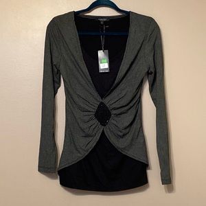 Vertigo Paris Black Dots Long Sleeve Top, Large